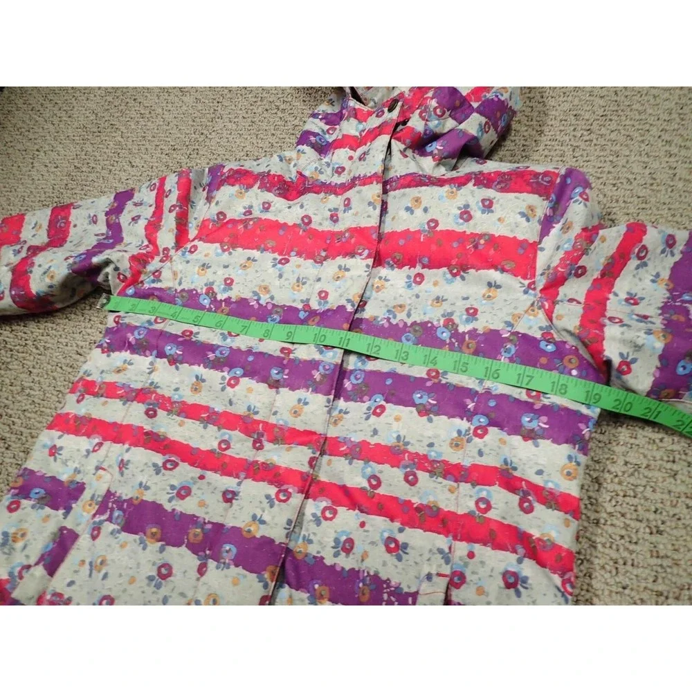 Roxy Snow Jacket Girls XL 16 Pink Purple Floral Stripe Excellent 10K‎ DryFlight